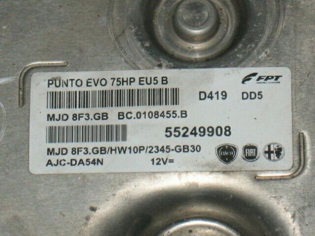 55249908 ECU CENTRALINA MOTORE FIAT 1.3 55249908 MJD 8F.GB HW10P 75HP - Foto 2