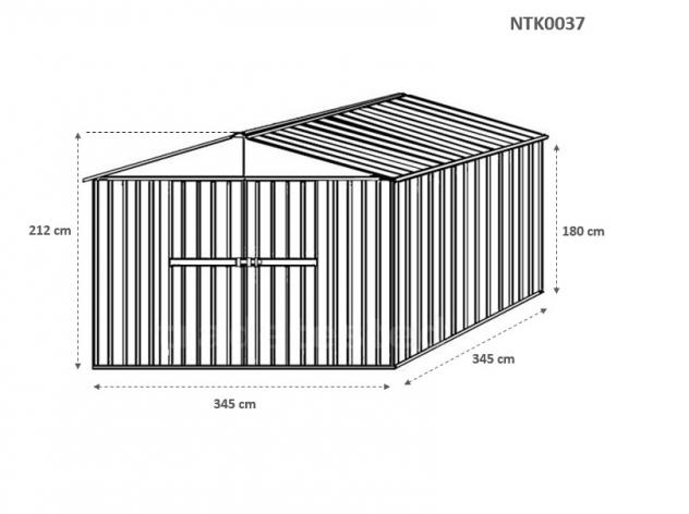 Box prefabbricato, casetta da giardino in lamiera zincata. Capanno deposito attrezzi in Acciaio Zincato 3.60 x 3.45 m x h2.12 m - Peso 150 KG – 12,42 - Foto 5