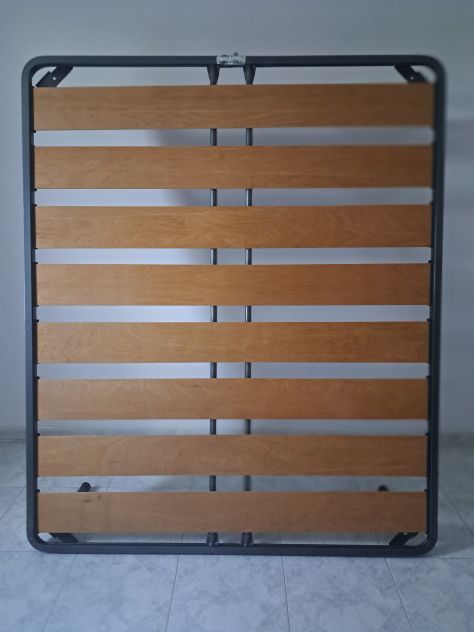 Letto Ferro Beige Rete Doghe Materasso Specchio - Foto 4