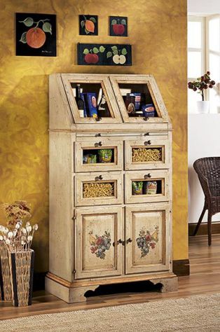 Dispensa 4 porte 4 cassetti con tiretto laccato decorato cod 7408