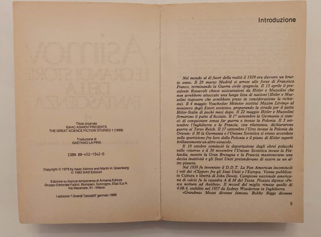 Le grandi storie della fantascienza volume 1 di Isaac Asimov 1°Ed.Bompiani, 1989 - Foto 5