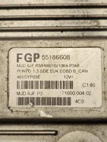 CENTRALINA MOTORE FIAT Punto Berlina 3P 3° Serie 55186608 MJD6JFP3 188A9000 diesel 1248 (03) - Foto 2