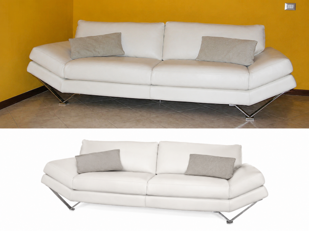 Divano Natuzzi Relevé 3 posti – Pelle pieno fiore bianca – 250 cm