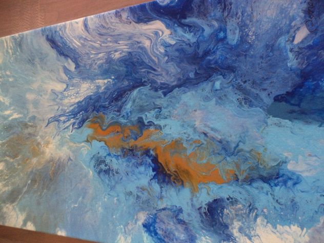 Elenart " l'isola " tecnica fluidart su tela - Foto 2