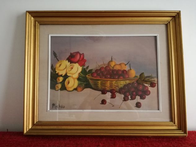 Quadro "natura morta fiori e frutta"