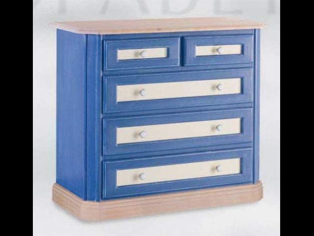 Comò in Legno Rusico 5 Cassetti Color Blu Spazzolato Affare