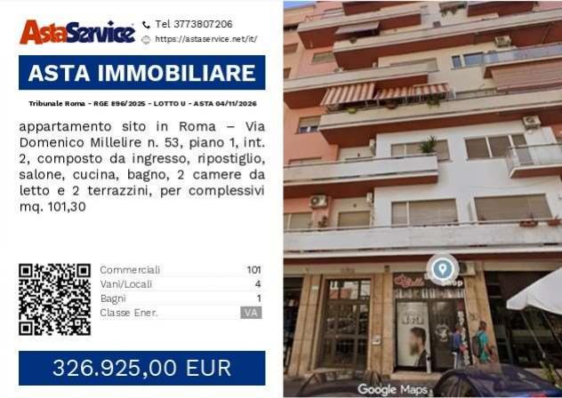 Tribunale Roma - RGE 896/2025 - LOTTO U - Tribunale Roma - RGE 896/2025 - LOTTO U - ASTA 04/11/2026