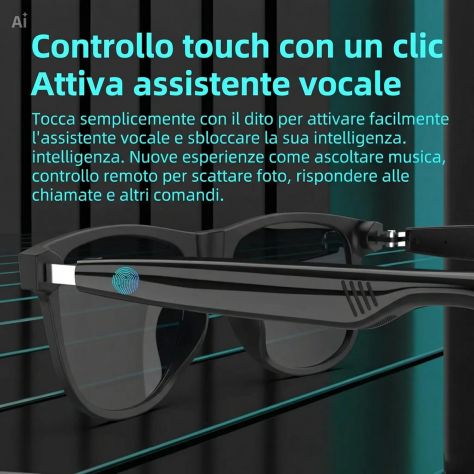 Occhiali Smart Bluetooth Ascolta Musica e Rispondi alle Chiamate (Nero) - Foto 6