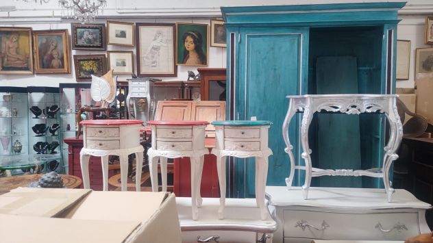 MOBILE ARMADIO ANTIQUARIATO SHABBY CHIC LACCATO COLORI PASTELLO - Foto 7