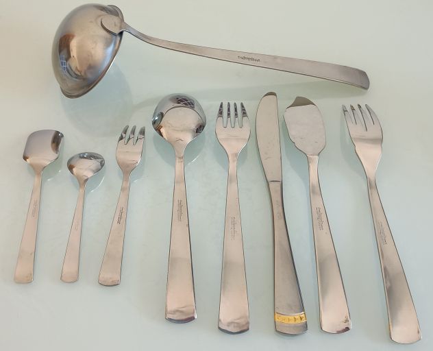 INOXRIV SERVIZIO POSATE CON STRISCIA ORO 97 PEZZI ACCIAIO INOX ITALY - Foto 5