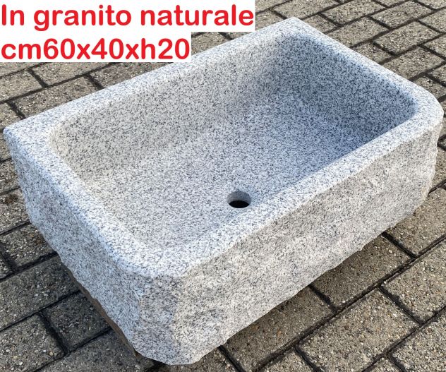 Lavello lavandino per cucina in pietra granito grigio 60 cm