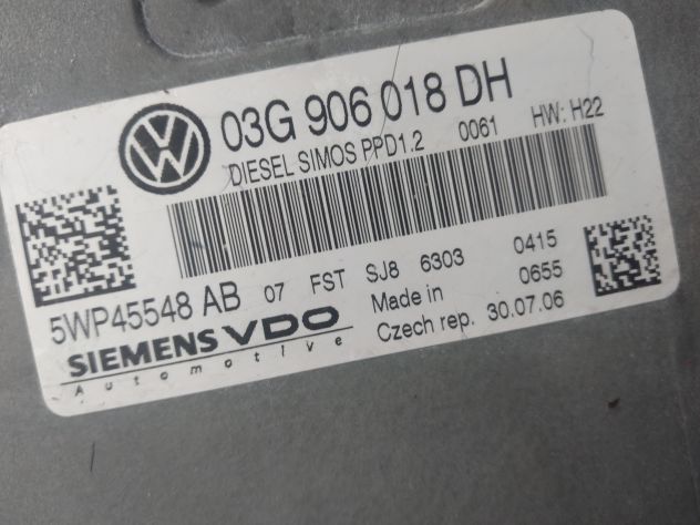 CENTRALINA MOTORE AUDI A3 SIEMENS VDO 5WP45548 AD, 5WP45548AD, 03G 906 018 DH, 0 - Foto 3
