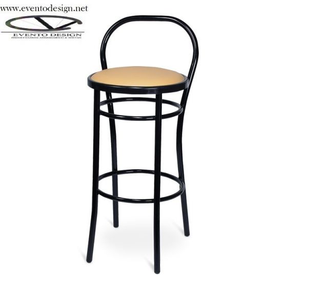 Sgabello in tubolare h.73 con schienale sedile palstica o imbottito