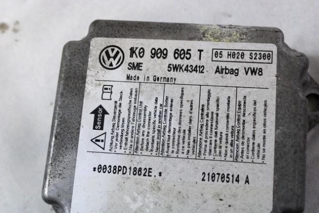 1K0909605T CENTRALINA AIRBAG VOLKSWAGEN GOLF 5 1.6 B 75KW 5M 5P (2007) RICAMBIO USATO - Foto 2