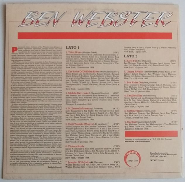 BEN WEBSTER-Ed Rusconi Musica Jazz-LP 1989 - Foto 4