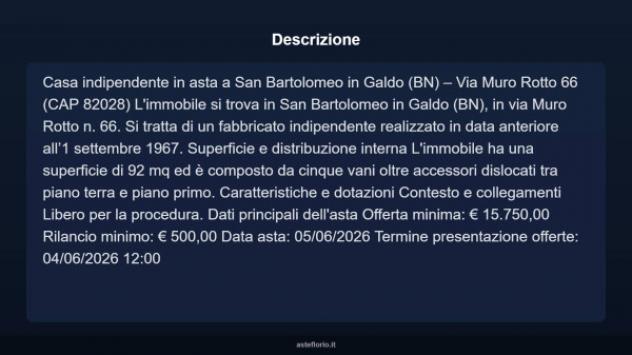 Immobile in asta di 92 m² in vendita a San Bartolomeo in Galdo - Foto 3