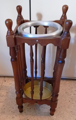 portaombrelli vintage in legno ed alluminio cm 24x h55