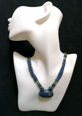 Collier Ethnique En Lapis-lazuli Naturel Et Métal - Occasion Très Bon état, Fait Main Italie