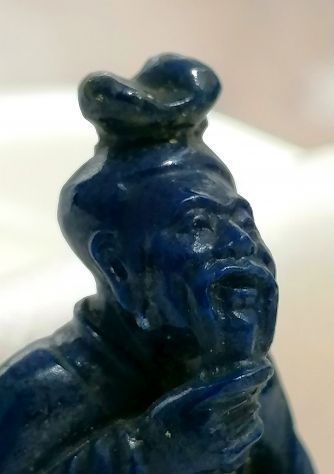 BELLISSIMA ANTICA PICCOLA SCULTURA IN AUTENTICO LAPISLAZZULO, CINA, INIZIO 1900. - Foto 7