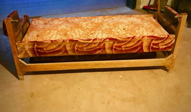 Antico Divano/Letto in Legno Massiccio - Epoca Fine ’800 - Da Restaurare - Foto 4