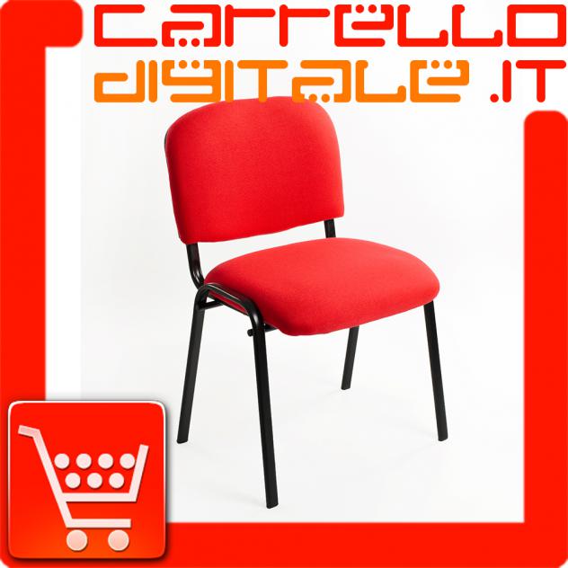 Sedie, Poltroncine Conferenza Ufficio Impilabili per le sale d'attesa - ROSSO in TESSUTO – NUOVE