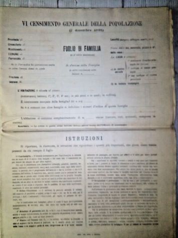 Collezionismo cartaceo - censimento regno d'Italia 1921