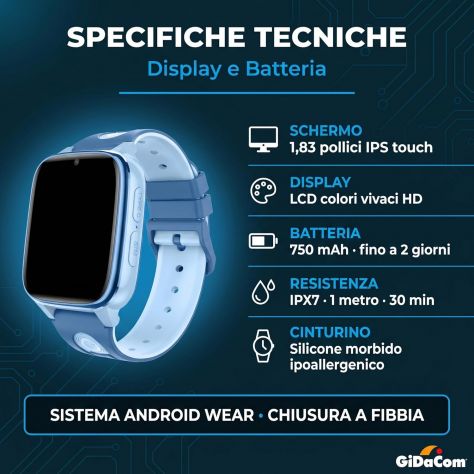 Smartwatch bambini 4G SIM SOS videochiamata GPS LBS WiFi scuola AZZURRO - Foto 4