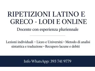 Ripetizioni Latino e Greco a Lodi e Online - Docente con esperienza pluriennale