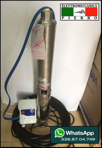 4GS07 POMPA SOMMERSA POZZI LOWARA V230 1HP + CAVO 30MT SALVAMOTORE CONDENSATORE