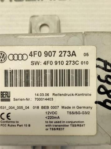 SENSORE PRESSIONE PNEUMATICO AUDI A6 Avant Serie C6 (4F5) 4F0907273A (0412) - Foto 2
