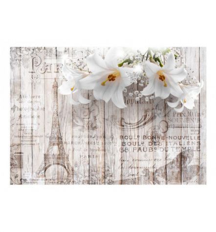 Fotomurale Adesivo Stile Legno Con 3 Fiori ARREDALACASA - Foto 2