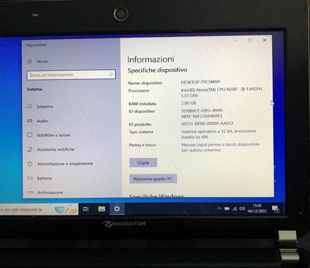 PORTATILE NETBOOK Packard Bell CAV60 Win 10 - Foto 2
