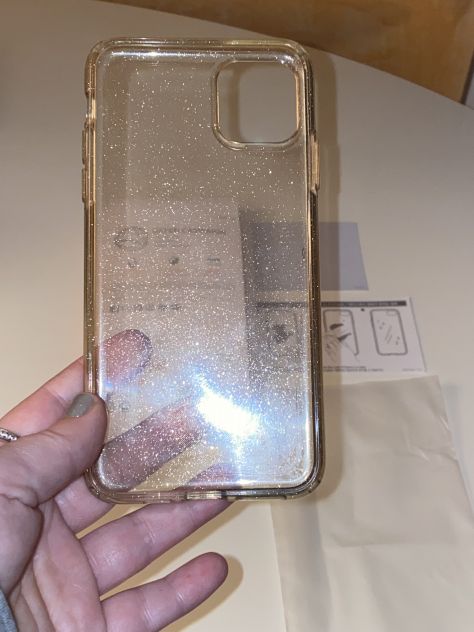 COVER TRASPARENTE CON GLITTER/BRILLANTINI PER SMARTPHONE IPHONE 11 PRO MAX,SPIGE - Foto 4