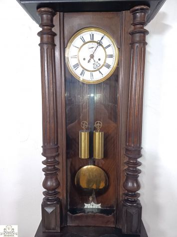 176368 Antico orologio a pendolo a due pesi Vienna - Foto 7