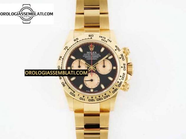 Rolex Replica DAYTONA 116508 1:1 BEST EDITION QUADRANTE NERO/YG SU BRACCIALE YG SA4130 V2