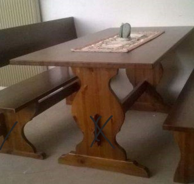 Panca e tavolo da pub in pino grezzo - Foto 5