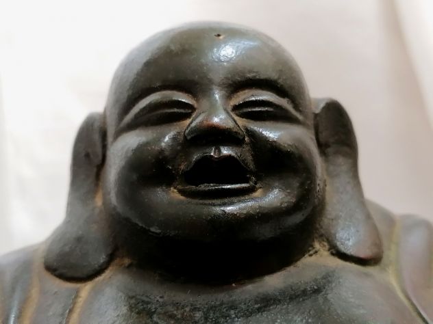 RARO ANTICO BUDDHA CINESE IN BRONZO, EPOCA FINE 1800 / INIZIO 1900. - Foto 7