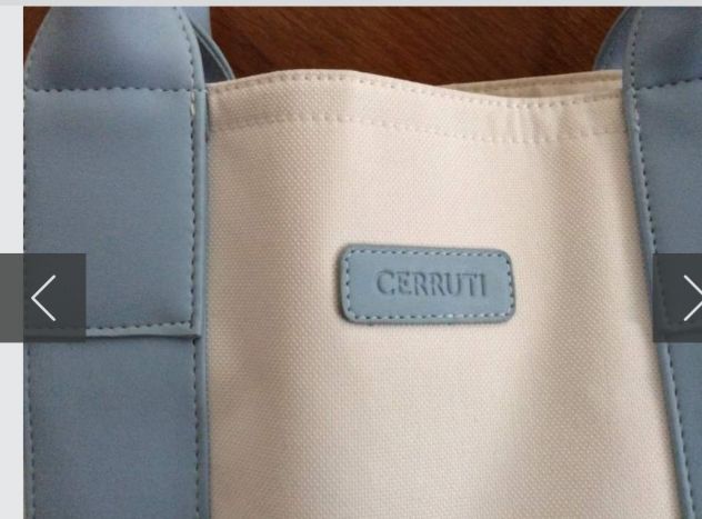 Shopping bag Cerruti bianca con inserti azzurri - Foto 2