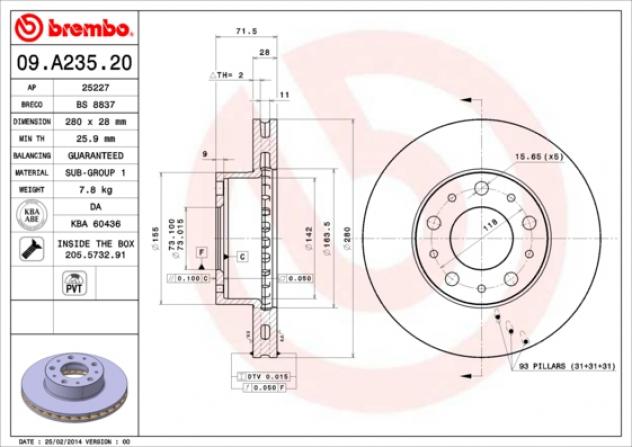 Brembo Disco Freno 09A23520