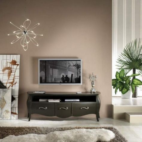 Porta Tv Nero Sagomato 3 Cassetti Stile Moderno laccato cod 7106 - Foto 3