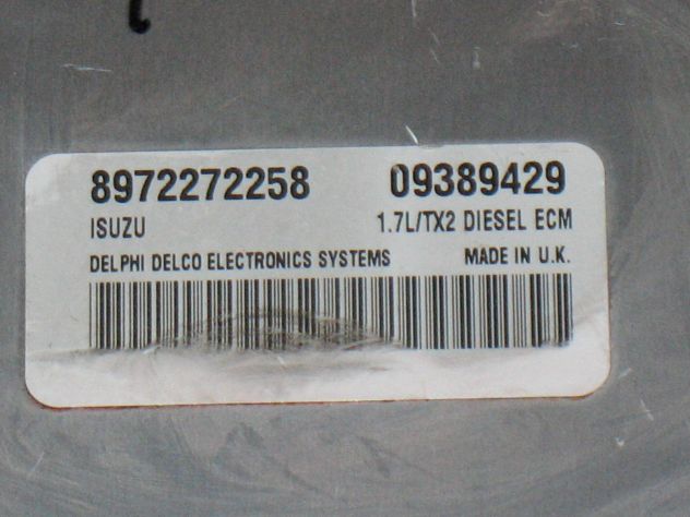 09389429 ECU OPEL ASTRA CORSA COMBO 1.7L/TX2 ECM 09389429 8972272258 - Foto 2