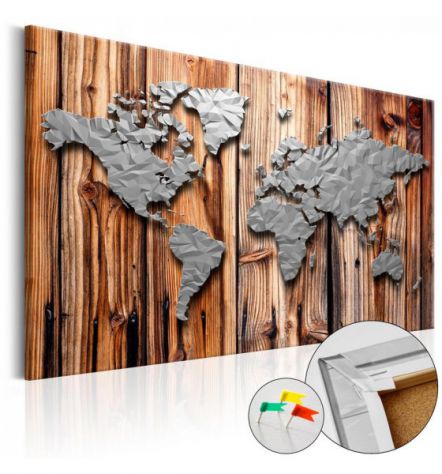 Quadro Di Sughero In 3 Parti Mappamondo Stile Legno Arredalacasa