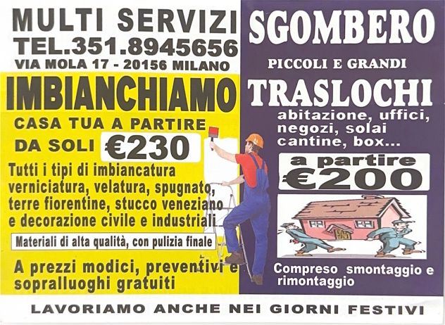 Sgomberi e traslochi a Milano - preventivi e sopralluoghi gratuiti