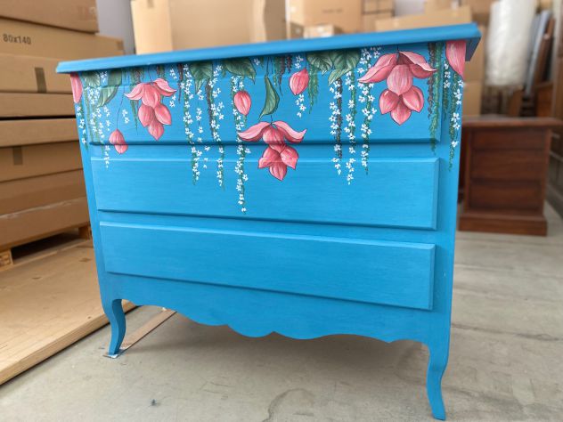 NUOVO COMO' 3 CASSETTI LACCATO E DECORATO A MANO - Foto 10
