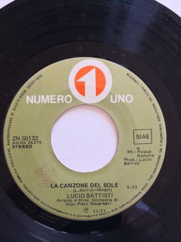Disco Vinile 45 giri di Lucio Battisti - La canzone del sole, originale del 1971 - Foto 5