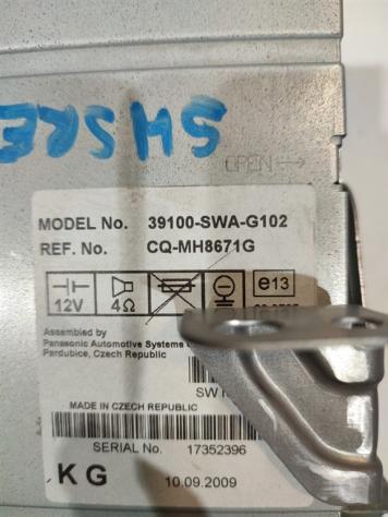 AUTORADIO HONDA CR-V 4° Serie 39100-SWA-G102 N22A2 (0712) - Foto 5
