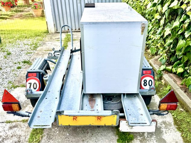 CARRELLO PORTA MOTO ELLEBI AUTO FRENATO, 3 POSTI CON CASSONE - Foto 5