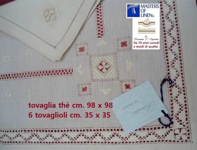 RICAMI ANTICHI PREGIATISSIMI , CENTRI TAVOLO - TOVAGLIE THE' ( 3 modelli ) - Foto 6