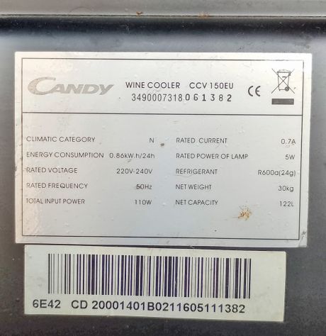 vendo cantinetta Candy 5 ripiani per 30 bottiglie, usato - Foto 5