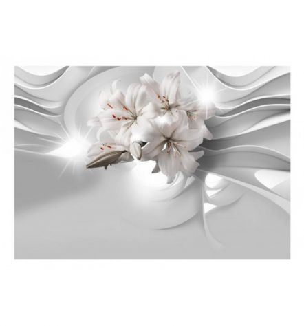 Fotomurale Adesivo Fiori In Bianco E Nero In 3d ARREDALACASA - Foto 2